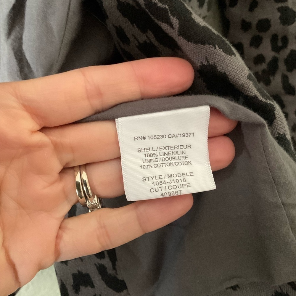 Joie Grey Leopard Print Linen Blazer 2 - Picture 6 of 7